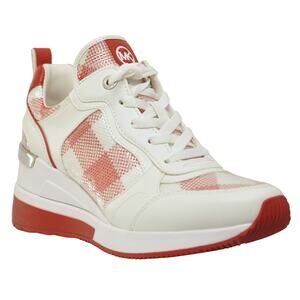 Michael Kors Crista Trainer Sequin Gingham Lace Up Sneakers Red 6/7.5/9.5 Nib